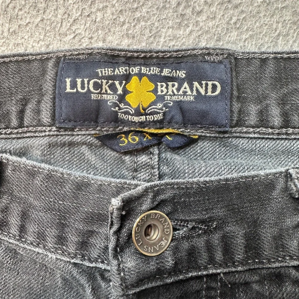 Lucky Brand Jeans‎ Mens 36x32 Gray 121 Heritage Slim Distressed Button Fly Denim
